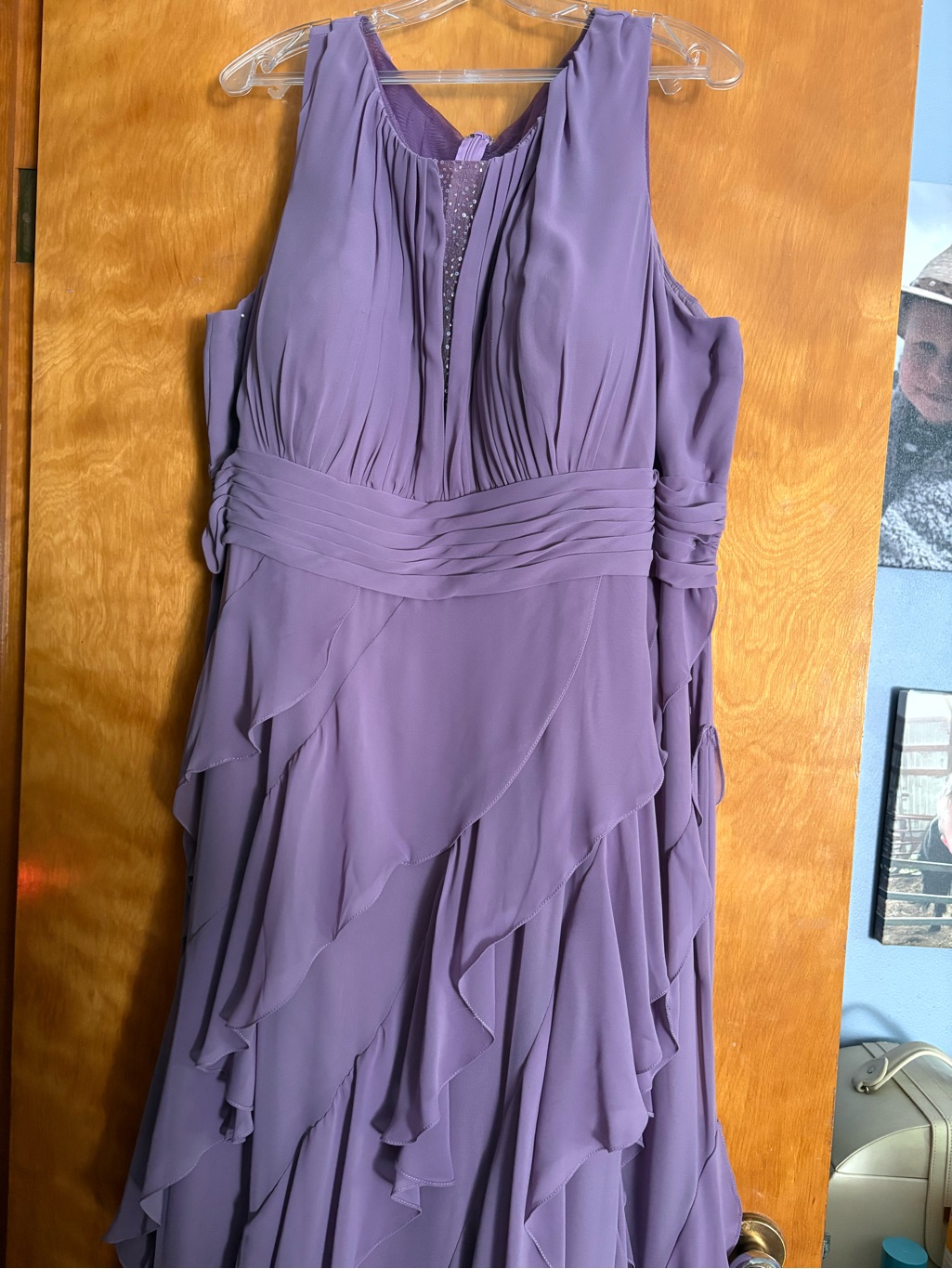 Lavender Layered Ruffle Wedding Guest Dress